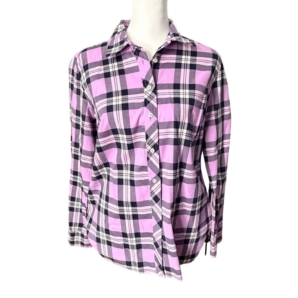 Talbots Women's Button Up Top Size Small Purple Blue White